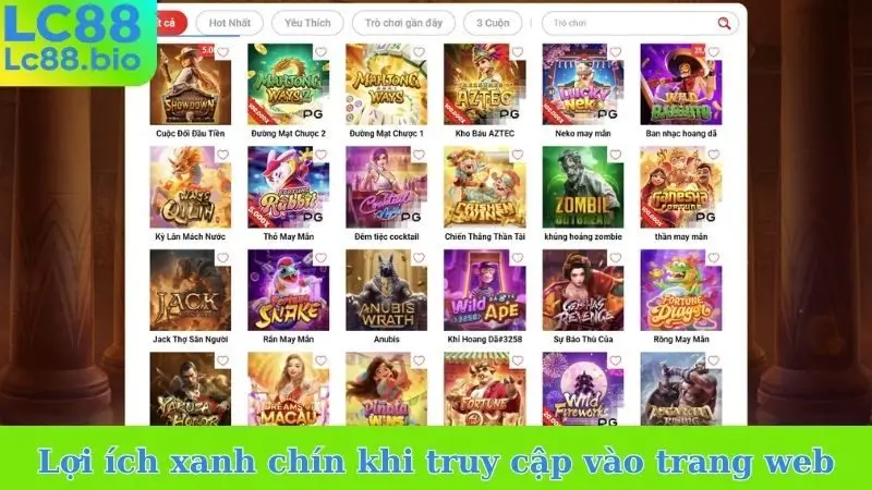 Lợi ích xanh chín khi truy cập vào trang web